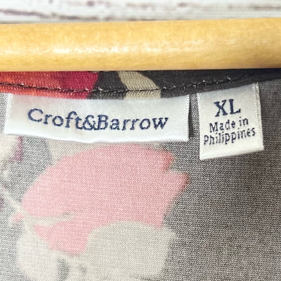 Croft & Barrow Red & !Brown Fall Floral Cowl Neck Sleeveless Blouse Top Size XL - Picture 6 of 8